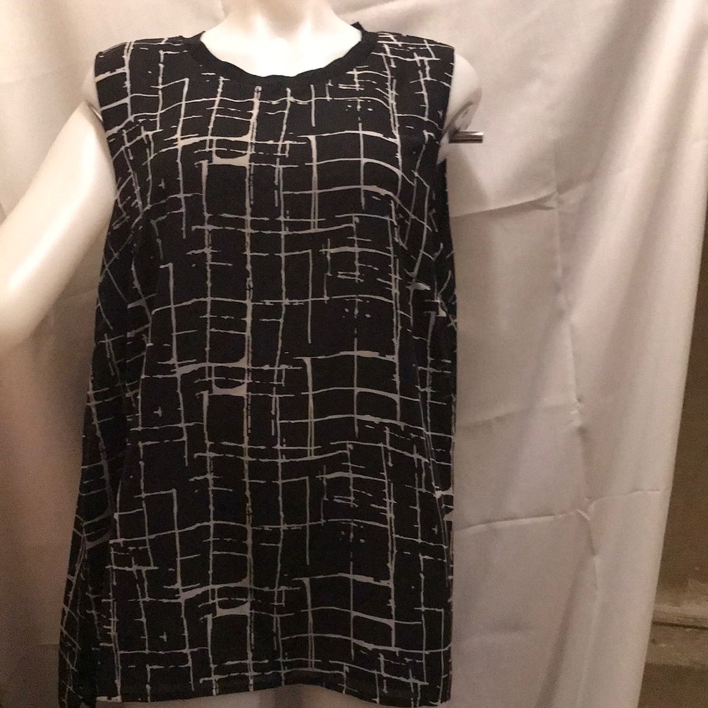 NWT Sz 1x Calvin Klein black/white print tank top